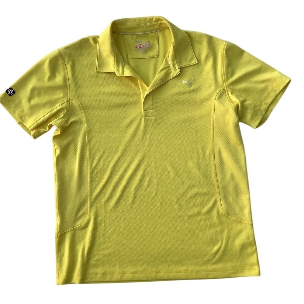 PUMA Men's Yellow Golf Polo Shirt Size M Short Sleeve Sporty Design
